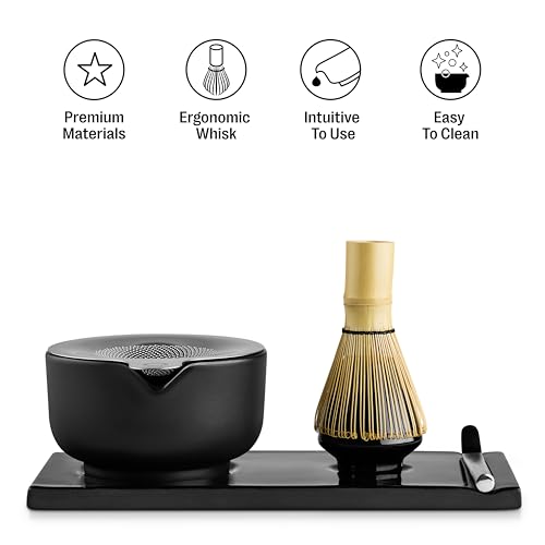 Matcha Set, 6-Piece Ceramic Matcha Bowl Kit with Display Tray