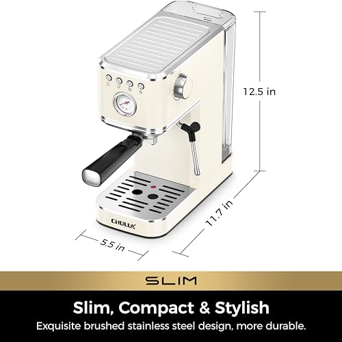 Slim Espresso Machine with Milk Frother for Home Cappuccino
