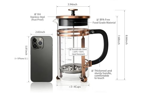 34 oz Bronze French Press Coffee Maker