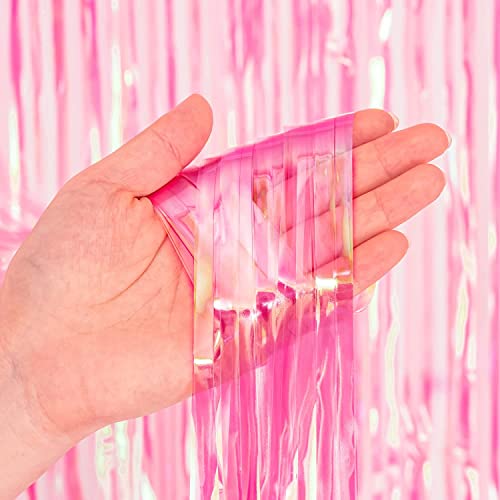 Clear Pink Streamers Party Curtain (2 Count)