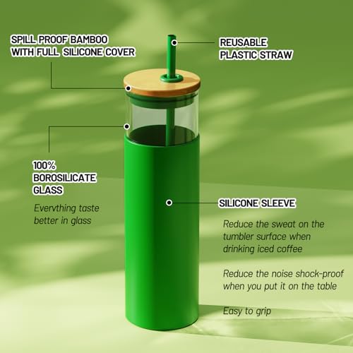 28 oz Glass Tumbler with Lids and Straws