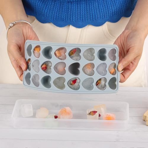 Heart Shaped Ice Cube Trays with Lid and Bins