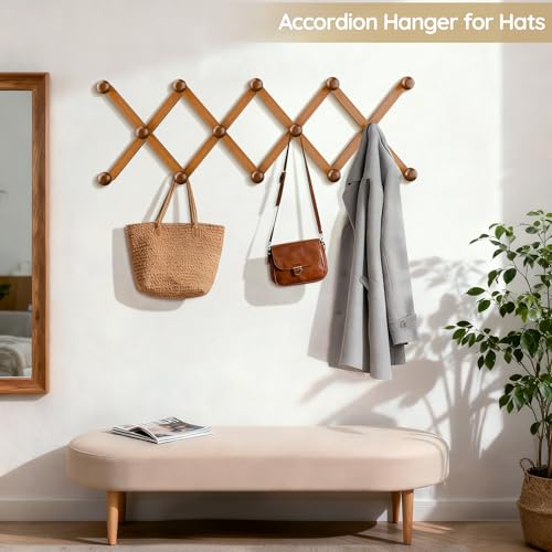 Hat Rack for Wall with 14 Hooks