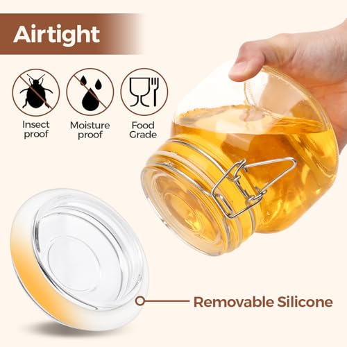 Square Glass Pickling Jars 27 oz 6 Pack with Airtight Lids Pantry (6 Count)