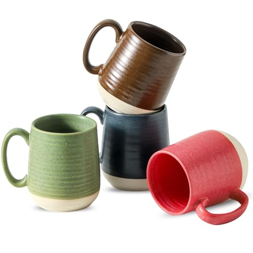 15 Ounce Porcelain Coffee Mugs Set of 4 with Large Handle Perfect for Coffee (4 Count)