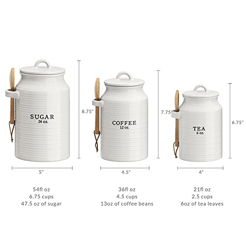 Ceramic Kitchen Canister Set White