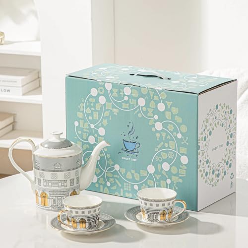 Personalized Architectural Ceramic Tea Cup and Saucer Set