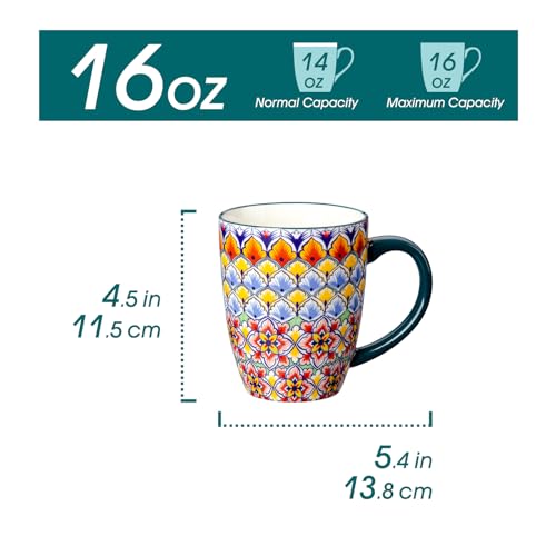 SIMI 16 oz Large Coffee Mugs Set of 6 (6 Count)