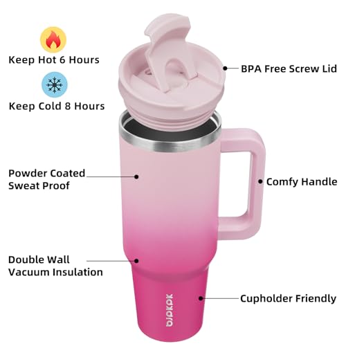 40 oz Insulated Tumbler with Handle & Straw