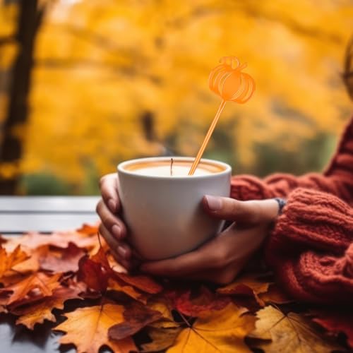 30 Pcs Fall Swizzle Sticks Plastic Coffee and Cocktail Stirrers Thanksgiving Wedding Drink Stirrers Cocktail Mixers for fall Autumn Party Tea Coffee Bar Decoration