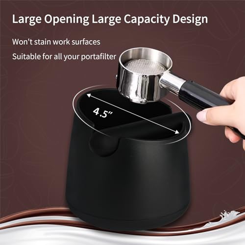 Knock Box Large Capacity Design Espresso Knock Box Tamping Mat Espresso Machine Accessories Set of 2 with Removable Knock Bar and Anti