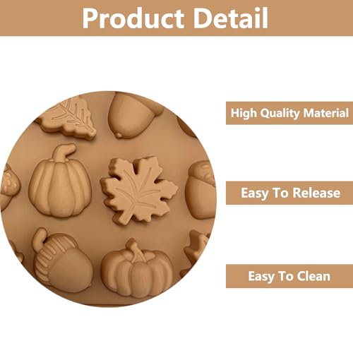 2PCS Fall Silicone Molds Thanksgiving Chocolate Mold 36 Cavities Nude Color (2 Count)