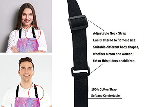Purple Marble Pattern Bib Apron with Adjustable Neck for Men Women