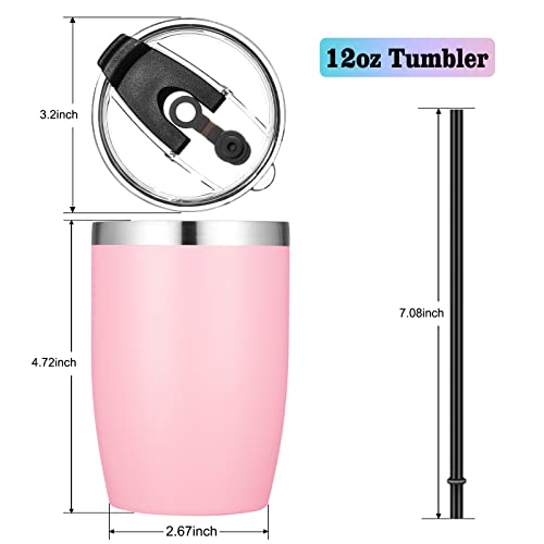 Stainless Steel 12 oz Tumblers bulk Vacuum Insulated Double Wall Travel Tumbler with Lid and Straw Reusable Tumbler (6 Count)