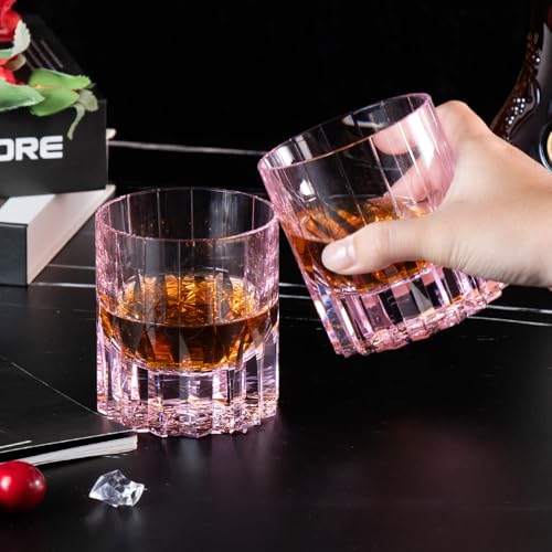 Crystal Whiskey Glasses Set of 2 Hand Blown Old Fashioned Glasses