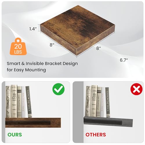 Square Floating Shelves for Wall (4 Count)