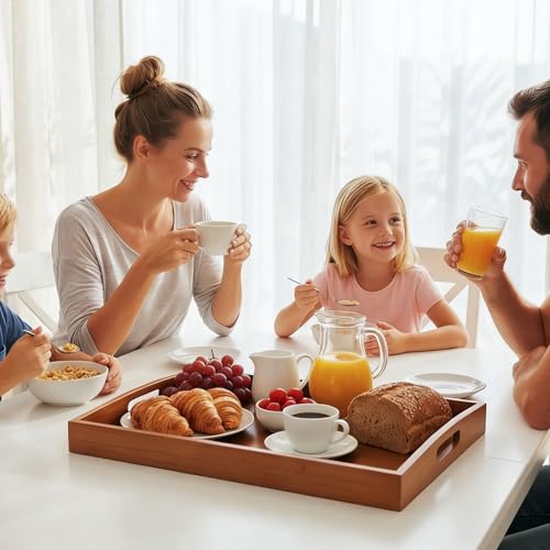 Bamboo Serving Tray with Handles (2 Count)