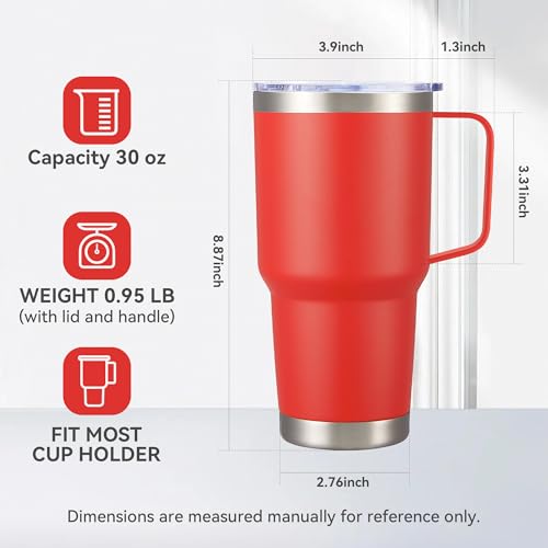 30 oz Stainless Steel Tumbler with Handle and Lid