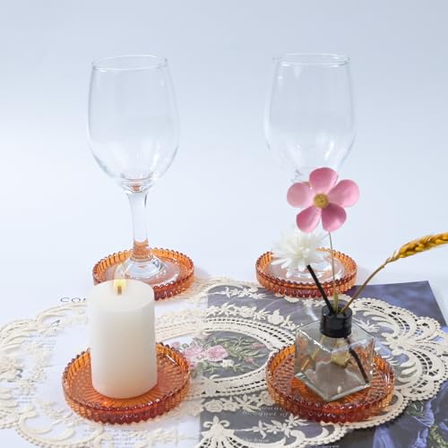 Crystal Glass Coaster 6 Pack Round Cup Drinks Coasters (6 Count)