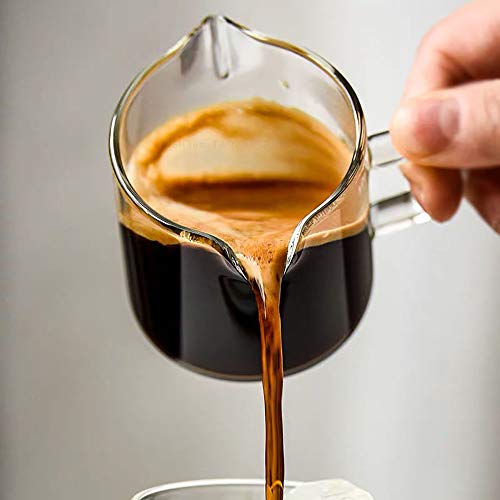 Shot Glasses Espresso Parts Double Spouts Milk Cup Clear Glass (2 Count)