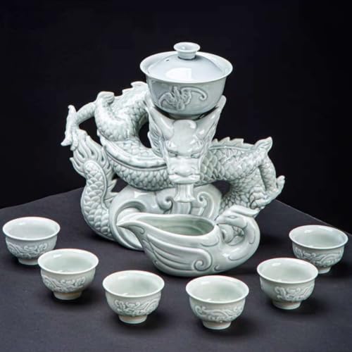 Celadon Dragon Ceramic Gongfu Tea Set with 6 Tea Cups