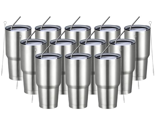 30oz Insulated Tumbler With Lids and Straws (12 Count)