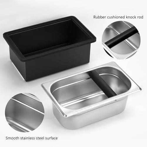 Espresso Knock Box Stainless Steel Large Coffee Puck Container Knockbox