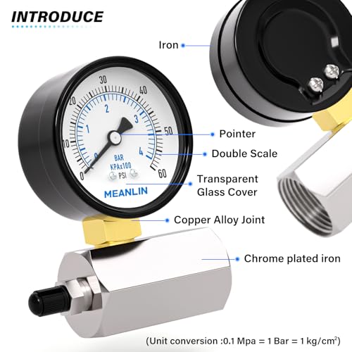 0 60Psi 2" Steel Double Graduated Air Test Pressure gauges
