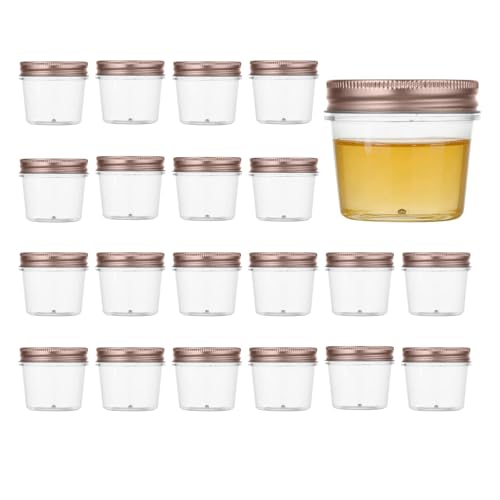 4 oz Plastic Small Mason Jars and Small Plastic Jars with Lids (20 Count)