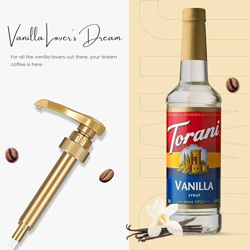 Jimoco® Syrup Pump Dispenser + Torani® Vanilla Syrup (25.4 Fl Oz)