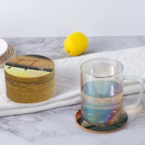 Cork Coasters for Drinks Absorbent Non Slip 12pcs 4 Inch Ukiyo (12 Count)