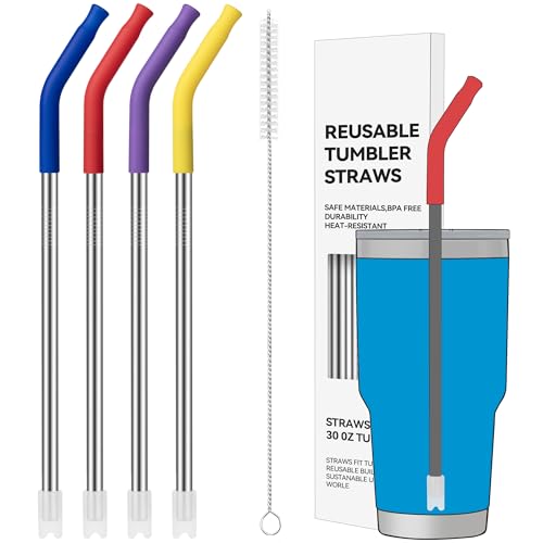 30 oz Straight Metal Straws with Silicone Tip for 30 oz Tumbler