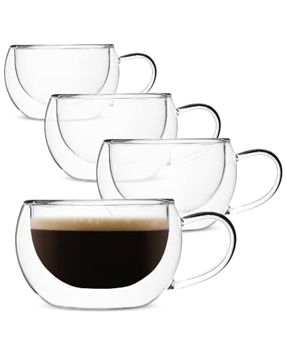 BTaT Double Walled Glass Coffee Mugs (4 Count)
