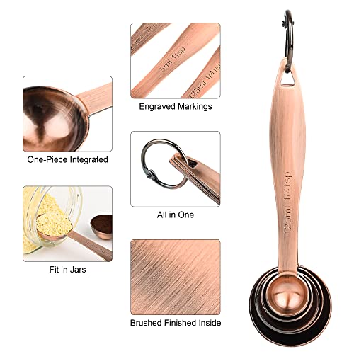 Copper Plated Measuring Cups and Spoons Set