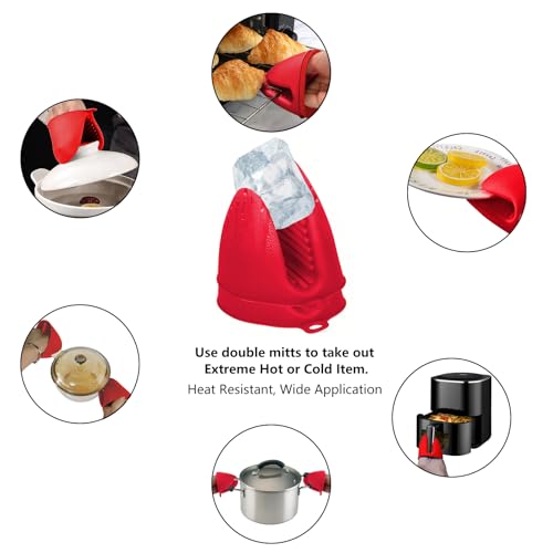 3 Pairs Silicone Oven Mitts Sets Pot Holders Heat Resistant for Kitchen (6 Count)