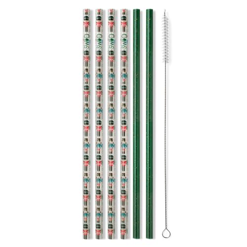 Pack of 6 Reusable Plastic Straws with Cleaning Brush (6 Count)