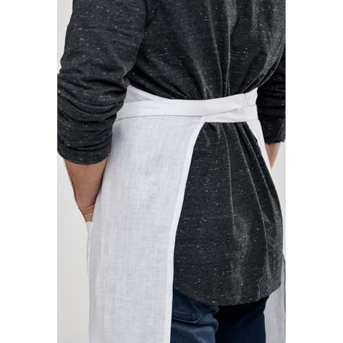 100% Pure Linen Kitchen Apron White