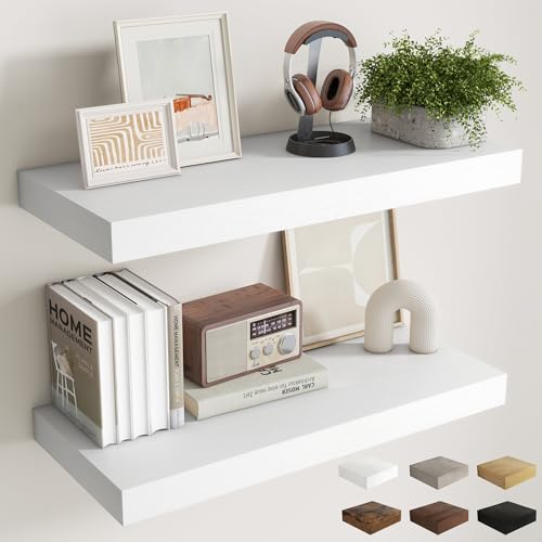 32 Inch White Floating Shelves for Wall (2 Count)
