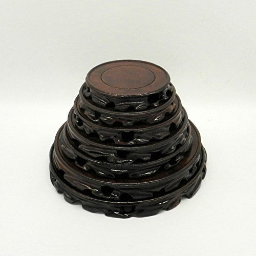 Rustic Vintage Rosewood Circular Display Stand Vase Pot Base Fishbowl Pedestal Stand