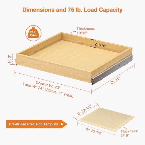 Pull Out Drawers for Cabinets Birch Wood