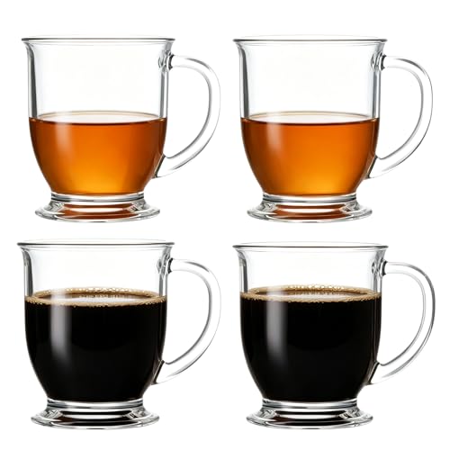 Set of 4 Clear Glass Coffee Mugs (4 Count)