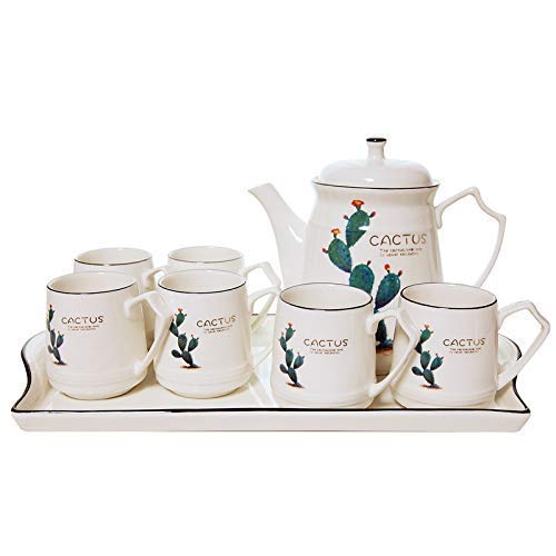 Ceramic Kettle Ceramic Teapot Set European Ceramic Tea Set Home Creative Simple Nordic Flower Teapot Afternoon Tea A Pot Six Cups Wedding Gift 1230Ml