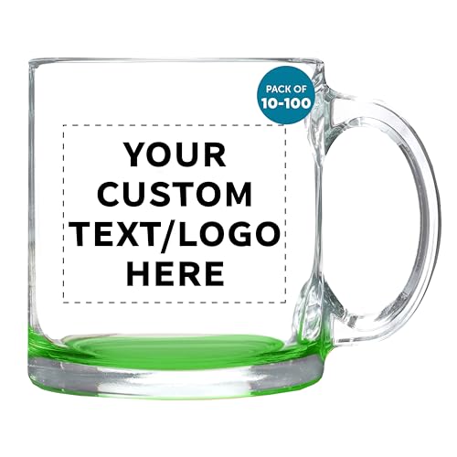 Custom Clear Glass Coffee Mugs 13 oz. Set of 10 (100 Count)