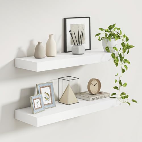 White Floating Shelves for Wall (2 Count)