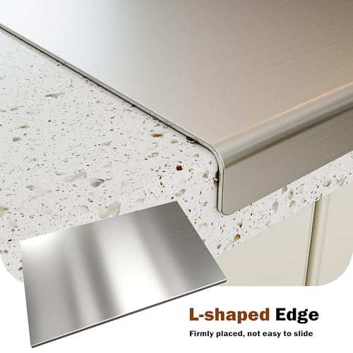 Large Cutting Board 35.4" L X 22.8" W Stainless Steel Cutting Board with Lip Kneading Board Metal Baking Board Non Stick Board with Rolling Pin for Meat Fruits Vegetables Bread and Baking