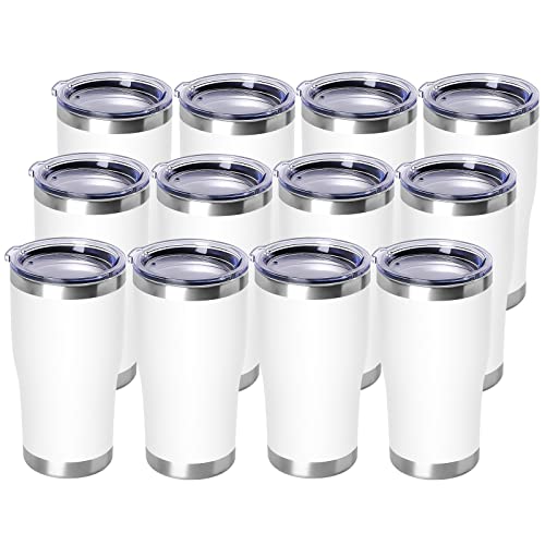 20oz Tumbler with Lid Stainless Steel Tumblers Bulk (12 Count)