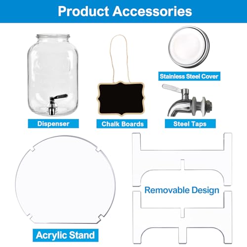 1 Gallon Glass Drink Dispenser with Acrylic Stand