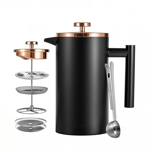 Black French Press Stainless Steel 34oz (34 Ounce)