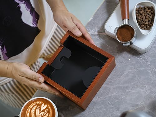 Espresso Knock Box Rosewood Portafilter Tamping Stand
