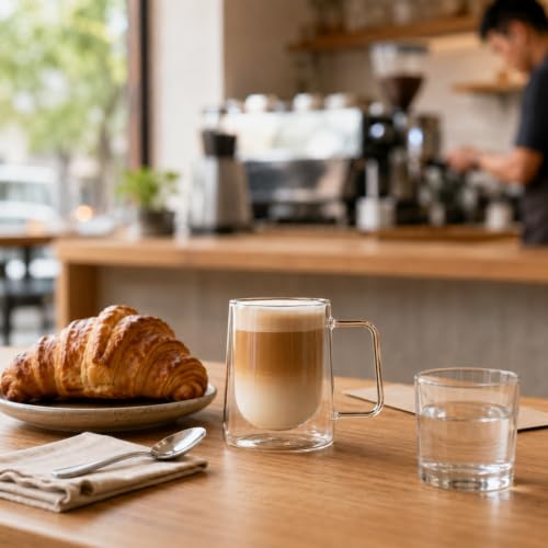 Glass Espresso Cups 12 Count 10 Ounces Borosilicate Double Wall Glass Coffee Mugs Insulated Clear Tea Drinkware for Hot or Cold Beverages